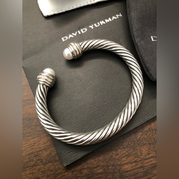 David Yurman Cable Classics Bracelet Sterling Silver, Pearls, Pavé Diamonds - Picture 6 of 9